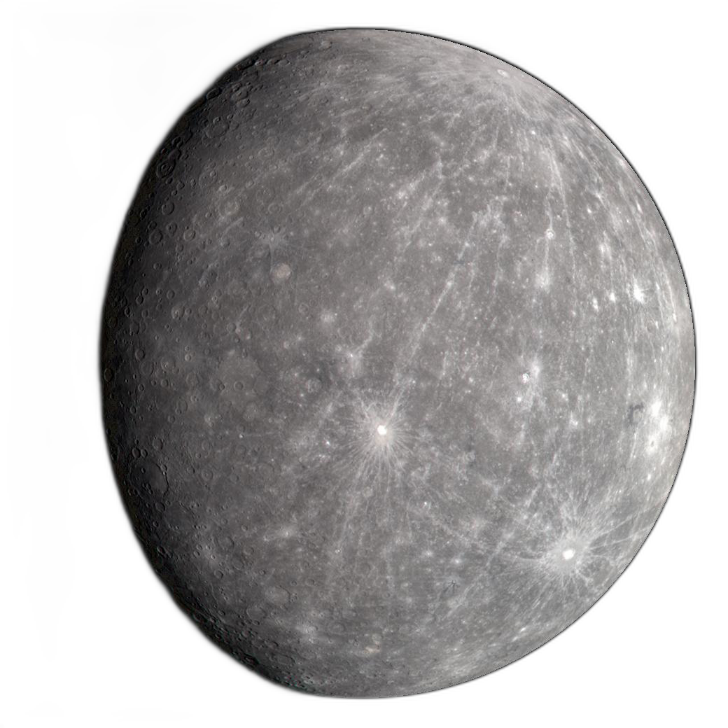 Mercury — NASA photograph of the planet's heavily cratered, sunlit surface